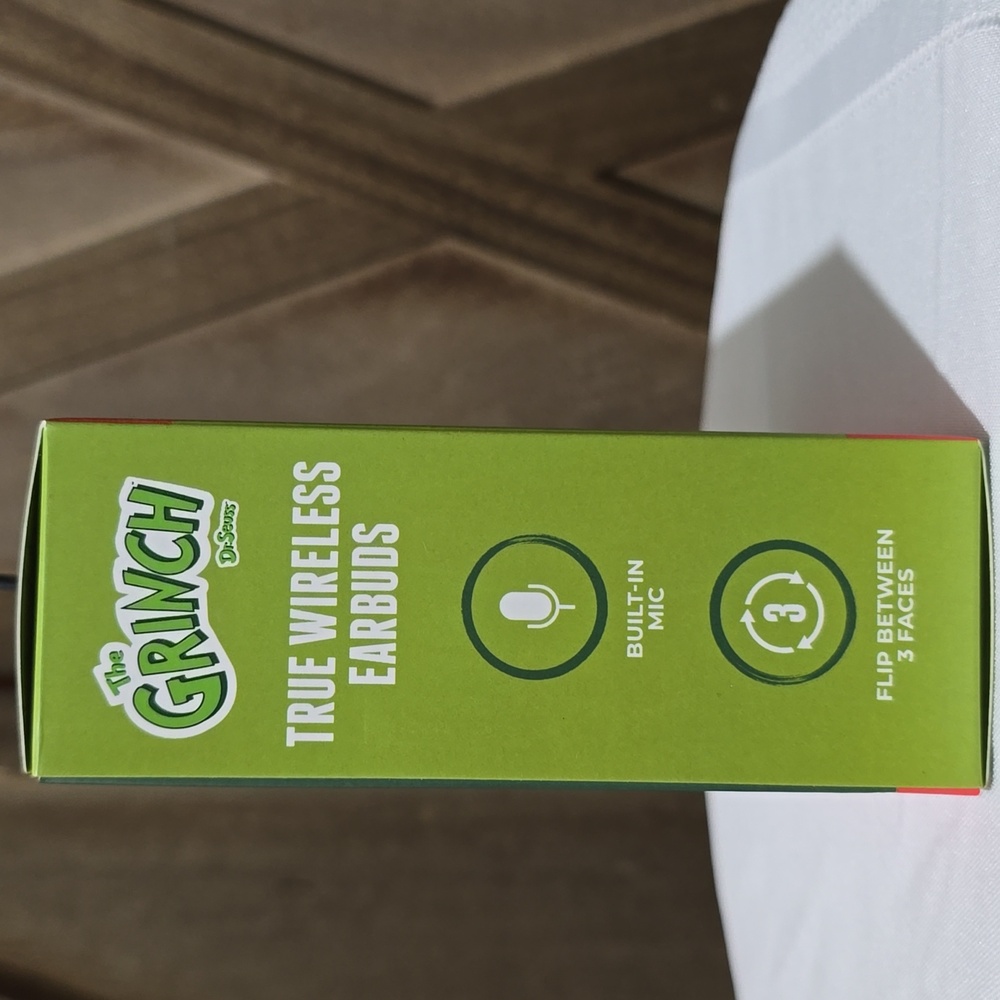 NIB True Wireless " The Grinch" Auto Pairing Flip Face Changing Ear Buds - Picture 3 of 6